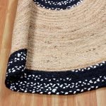 Cotton Jute Hand Braided Bordered Round Rug