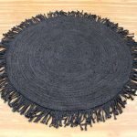 Black Jute Frienge Handmade Round Area Rug