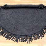 Black Jute Frienge Handmade Round Area Rug