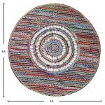 Multicolor Hand Braided Cotton Jute Round Area Rug