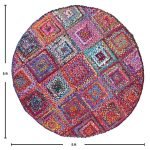 Cotton Multicolor Round Hand Braided Area Rugs