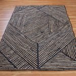 Hand Braided Geometric Jute Black Area Rug