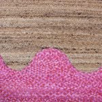 Pink Beige Cotton Jute Oval Handmade Area Rug