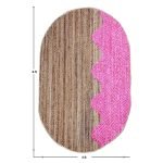 Pink Beige Cotton Jute Oval Handmade Area Rug