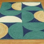 Hand Braided Modern Green Blue Area Jute Rugs