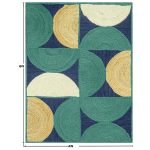 Hand Braided Modern Green Blue Area Jute Rugs