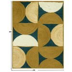 Hand Braided Jute Yellow Geometric Area Rugs