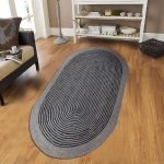 Indian Handmade Black Jute Oval Area Rug