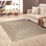 Indian Handmade Jute Beige Square Area Rug