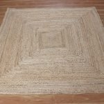 Indian Handmade Jute Beige Square Area Rug