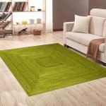 Handcrafted Green Jute Square Dining Area Rug