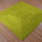 Handcrafted Green Jute Square Dining Area Rug