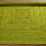 Handcrafted Green Jute Square Dining Area Rug