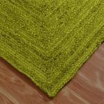 Handcrafted Green Jute Square Dining Area Rug