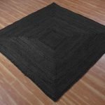 Black Square Handmade Jute Outdoor Area Rug