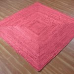 Hand Braided Square Pink Jute Hallway Area Rug