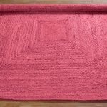 Hand Braided Square Pink Jute Hallway Area Rug