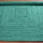 Hand Braided Square Turquoise Jute Hallway Area Rug