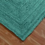 Hand Braided Square Turquoise Jute Hallway Area Rug