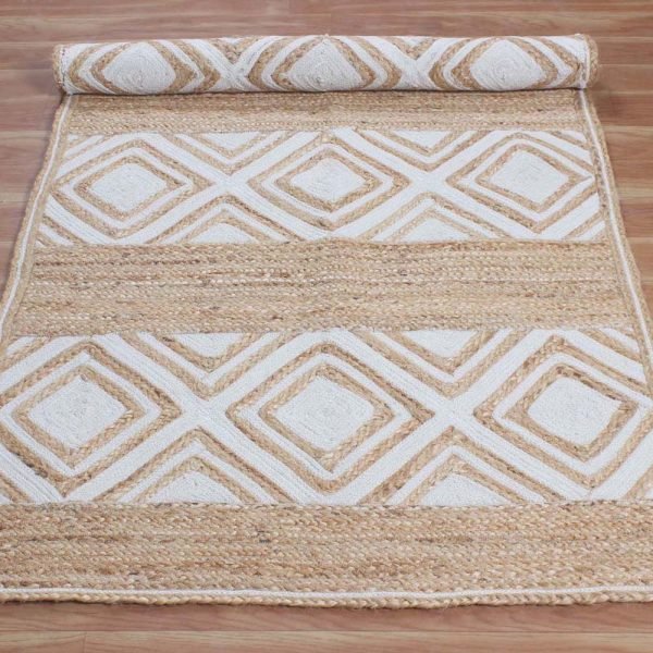 Jute Rug 100% Natural Jute Braided Style Runner Rug Rustic look