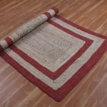 Jute Red Beige Indian Handmade Bordered Rug