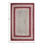 Jute Red Beige Indian Handmade Bordered Rug