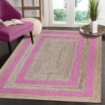 Jute Pink Beige Hand Braided Home decor Rug