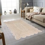 Hand Braided Beige Scalloped Indoor Area Rug