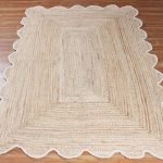 Hand Braided Beige Scalloped Indoor Area Rug