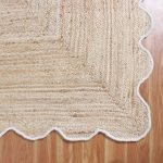 Hand Braided Beige Scalloped Indoor Area Rug