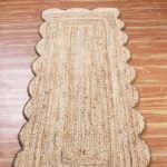 Hand Braided Beige Scalloped kitchen Area Rug