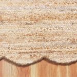 Hand Braided Beige Scalloped kitchen Area Rug