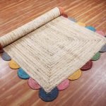 Handmade Beige Multicolor Scalloped Area Rug