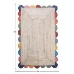 Handmade Beige Multicolor Scalloped Area Rug