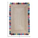 Handmade Beige Jute Scalloped Multicolor Rug