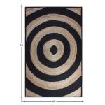 Hand Braided Striped Black Beige Area Rug