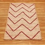 Beige Red Handmade Beige Jute Flat Area Rug