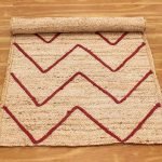 Beige Red Handmade Beige Jute Flat Area Rug