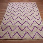 Beige Purple Handmade Beige Jute Area Rug