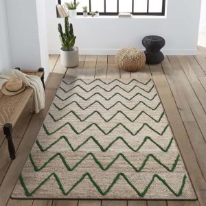 Hand Braided Beige Green Jute Area Rug