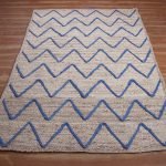 Handmade Beige Blue Jute Area Rug Carpet