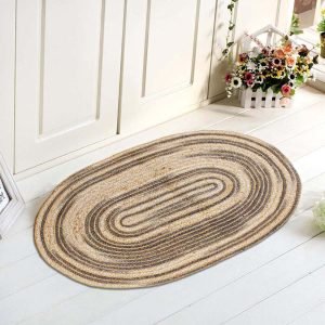 Hand Braided Beige Brown Oval Area Rug