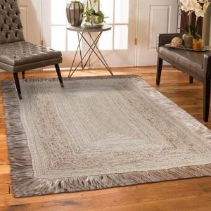 Hand Braided Beige Jute Living Area Rug