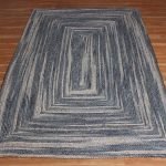 Indian Hand Braided Blue Geometric Jute Area Rug