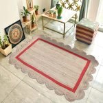 Scalloped Jute Beige Red Hand Braided Rug