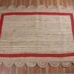 Scalloped Jute Beige Red Hand Braided Rug