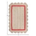 Scalloped Jute Beige Red Hand Braided Rug