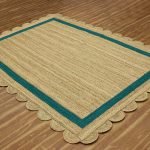 Scalloped Jute Teal Green Hand Braided Rug