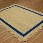 Scalloped Jute Beige Blue Hand Braided Rug