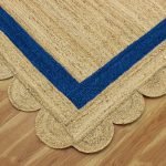 Scalloped Jute Beige Blue Hand Braided Rug